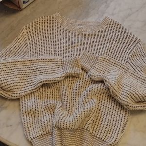 Fisherman's sweater cotton cable knit size L